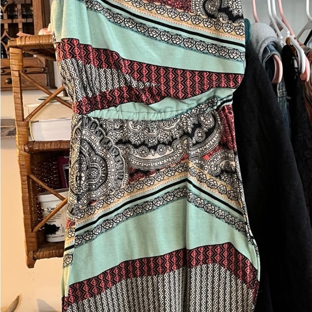 Xhilaration Patterned Midi Dress - Mint and Red